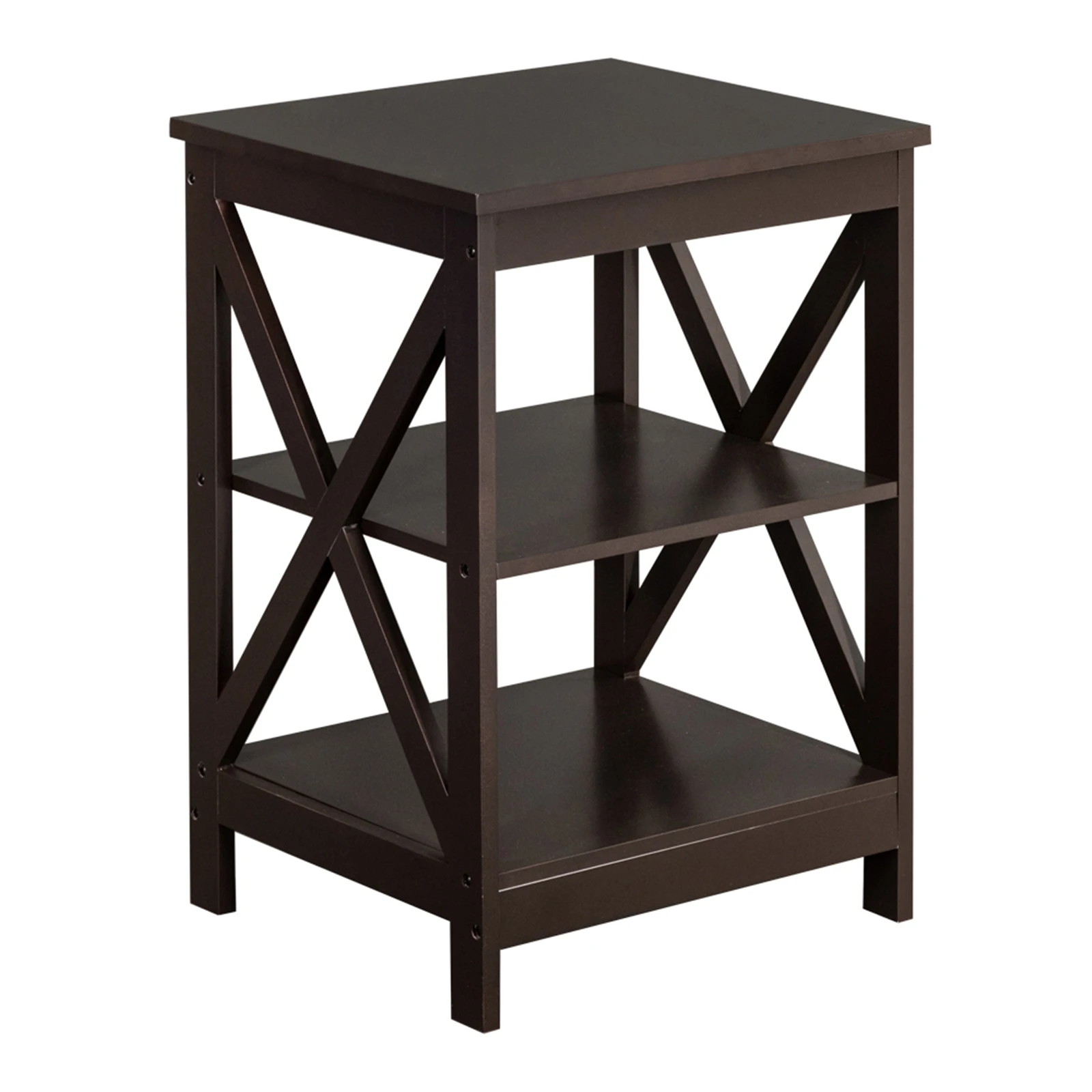 

Double Cross Edge Table Coffee Night Table Bedside Table Nightstand (43 x 40 x 61)cm US Warehouse