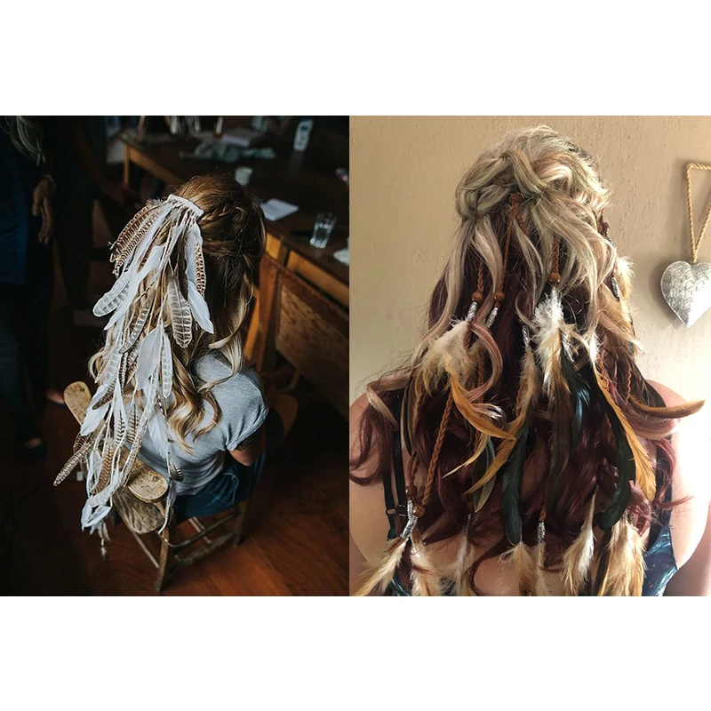 AWAYTR – peignes à cheveux à plumes pour femmes, Festival indien, épingles à cheveux pour femmes, couvre-chef Hippie, bandeau ethnique, peigne à