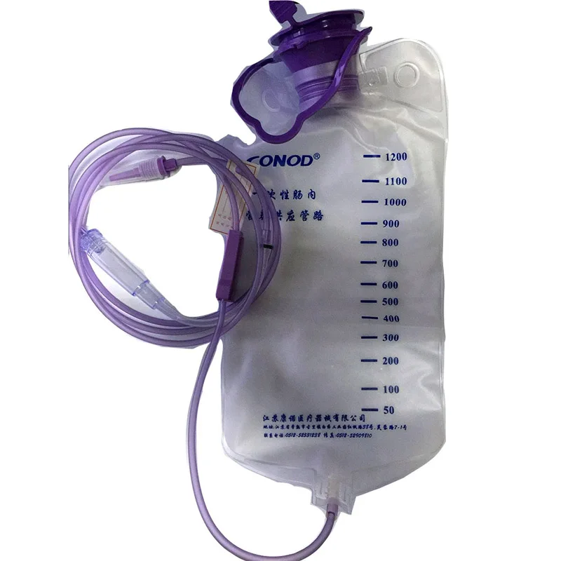 1pcs 1200ml health plastic feeding bag enteral nutrition supply bag nasal feeding nutrient gravity pump transparent tube bag