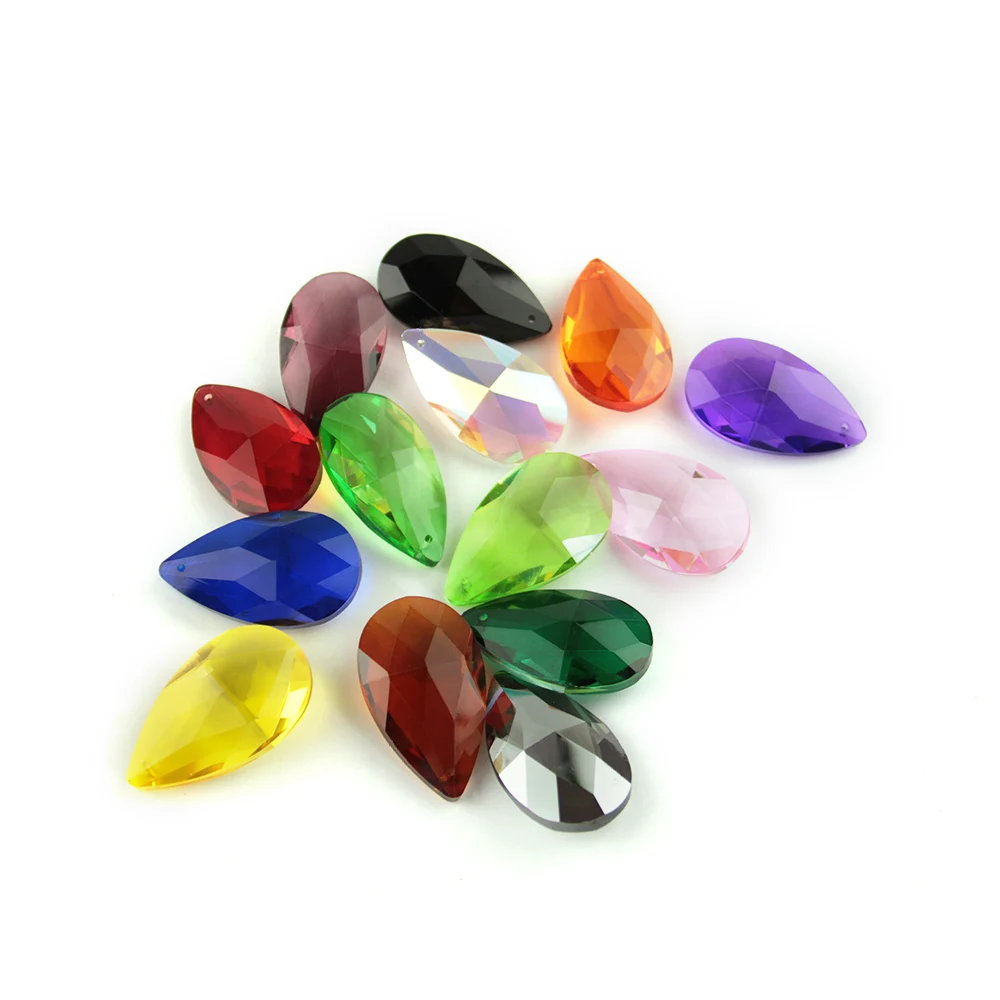 38mm/50mm/63mm/76mm Crystal Chandelier Teardrop Glass Trimming Pendant Glass Colorful Prism Hanging Drops Pendants