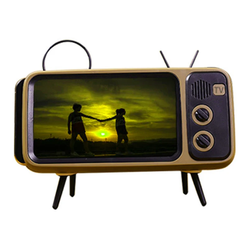 Novel Multifunction Mini Speaker Retro TV Mobile Phone Screen Stand Wireless Portable Audio Speakers Phone Accessories