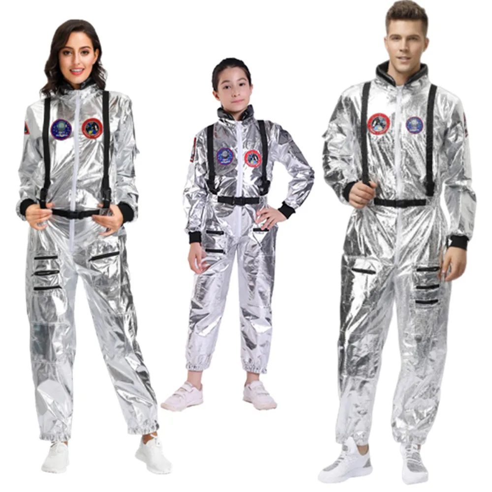 Men Astronaut Alien Spaceman Jumpsuit Cosplay Carnival Party Adult Women Pilots Outfits Halloween Child Costumes Family Group