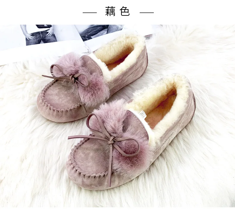 High Quality 100% Genuine Leather Natural Fur Women Flat Shoes Fashion Casual Loafers Women Shoes Moccasins Female Driving Shoes