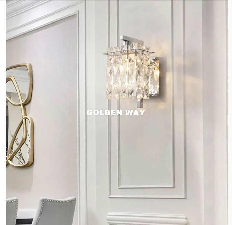 

Modern Crystal Wall Lamp Bedroom Bedside Lamp Aisle Corridor Wall Lights Gold/Silver Living Room Wall Sconce Light