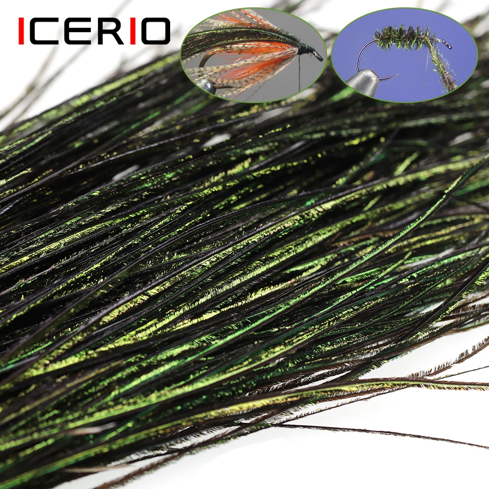 Icians 2 Packs Natural Peacock Herl Feather Fly materiale legante 5 "~ 7"