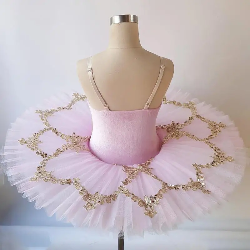 Vestido de Ballet rosa para niñas, tutú para niños, disfraces de baile de Ballet, vestido de bailarina profesional para escenario de Navidad,