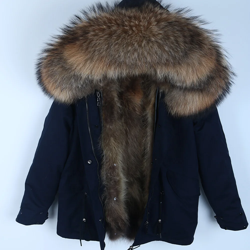 Novo Inverno Real Fur Parka Homens Casaco De Inverno Real Pele De Guaxinim Casaco Com Capuz Natureza Pele De Guaxinim Forro Casacos Homem Casaco