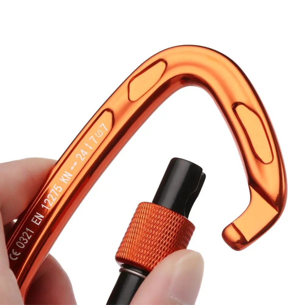 12/23/24/25KN Carabiner D Shape Key Hooks Aluminum Climbing Security Master Lock Outdoor Ascend Tool Mountaineering Equipment