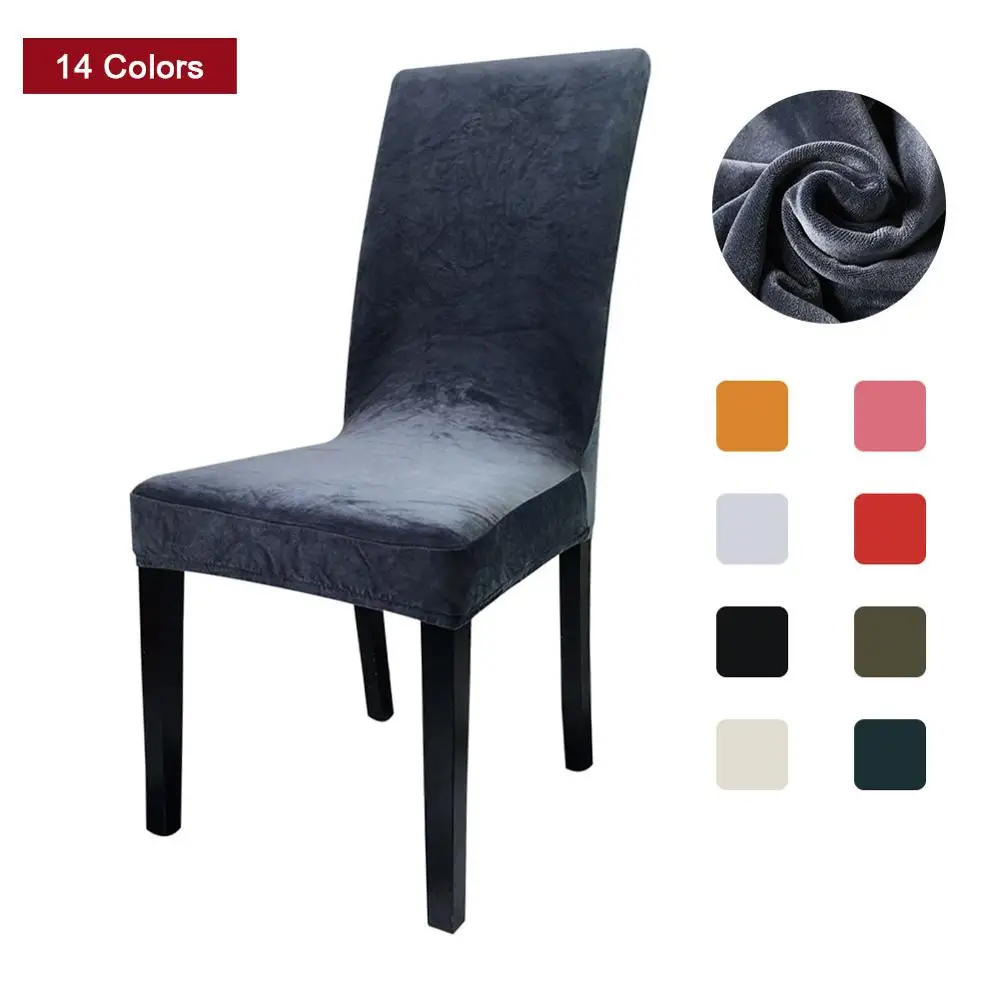 Velvet Slipcover Stretchable Dining Chair Cover Spandex Plush Chair Slipcovers For Home Dining Room Housse De Chaise