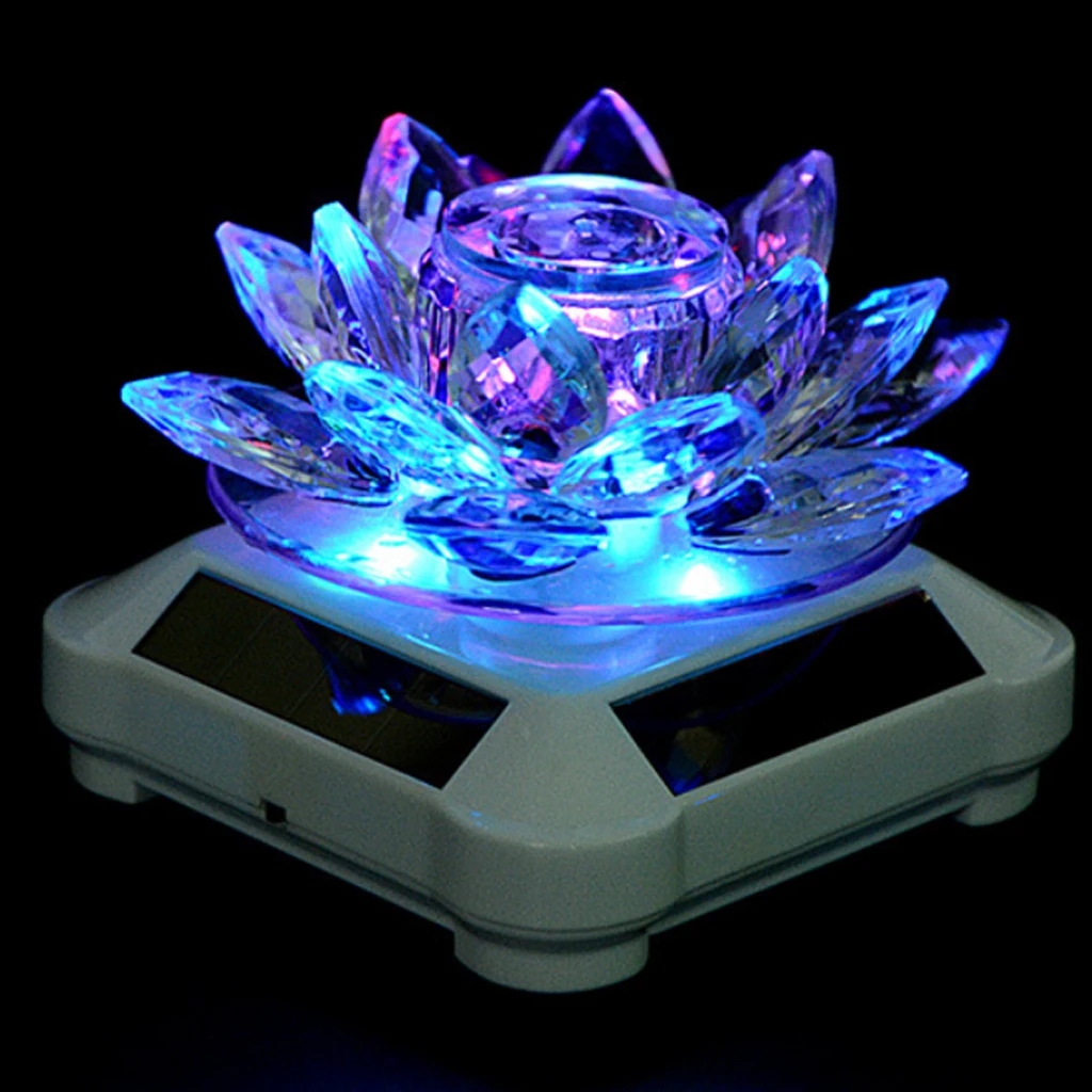 Solar Powered Rotary Display Stand Turn Table Changing Color Lights, Rotates well under natural light/ indoor light