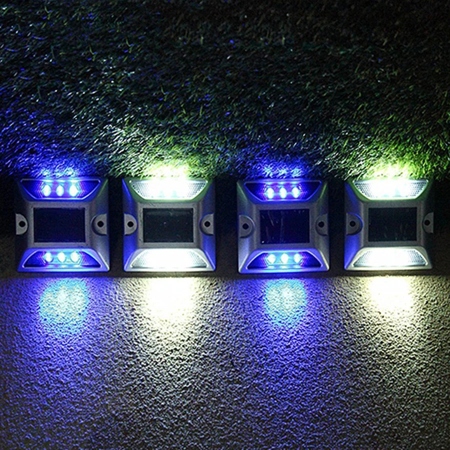 Solar Powered Driveway Markers 6LED Solar Dock Light Aluminum Solar Boat Deck Lights Waterproof LED Wireless Warning Step Light