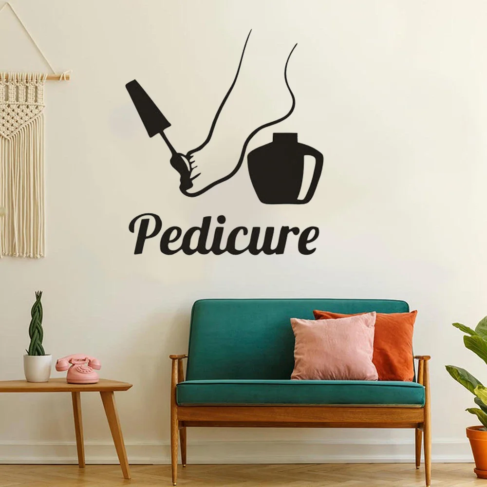 Pedicure Logo Wall Stickers Foot Care Center Decoration Nails Polish Vinyl Wall Decal Nail Salon Door Window Decor Poster