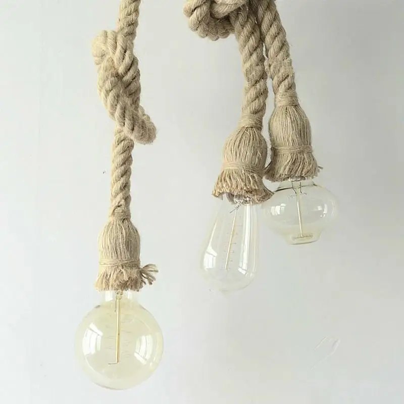 

Vintage Hemp Rope Pendant Lights Retro Loft Industrial Hanging Lamp for Living Room Home Decor Led Luminaire Lighting Fixtures