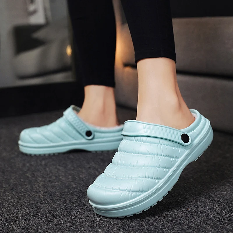 Winter Men Casual Garden Shoes Couple Cotton Warm Plush Home Slippers Clogs Quick Dry Flip Flops For Women Men Unisex Loafer