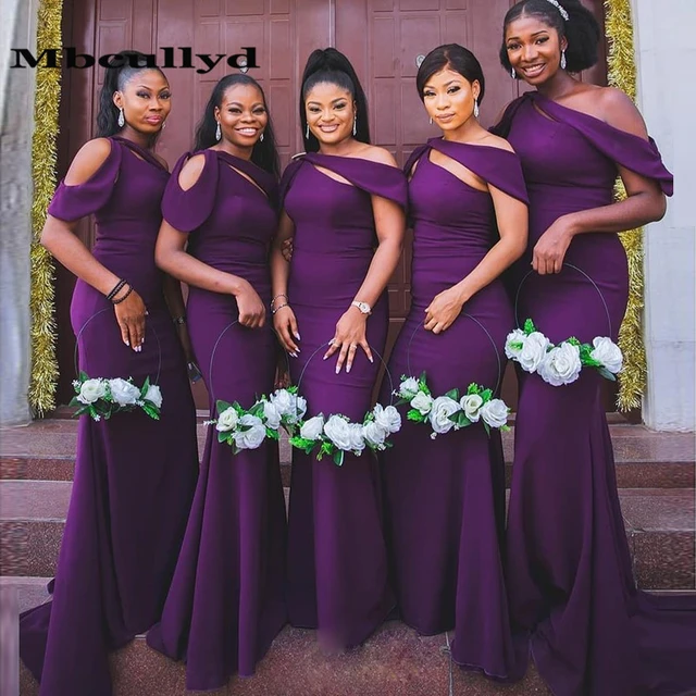 Elegant Purple Mermaid Bridesmaid Dresses Long 2023 African Women Sukienki Na Wesele Damskie Wedding Guest Dress Cheap Sale Bridesmaid Dresses AliExpress