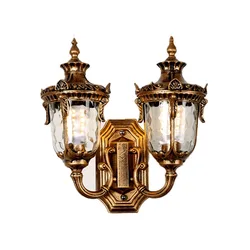Outdoor Waterproof Wall Lamp Double Head Outdoor Lamp European Retro Villa Landscape Garden Lamp Fence