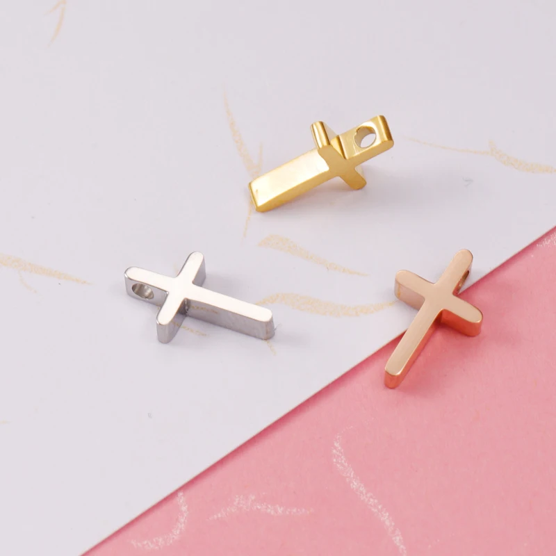 

Fnixtar 20Pcs Cute Crosses Charms Mirror Polish Stainless Steel Connector Charms For DIY Making Necklace Braid Bracelets Jewelry