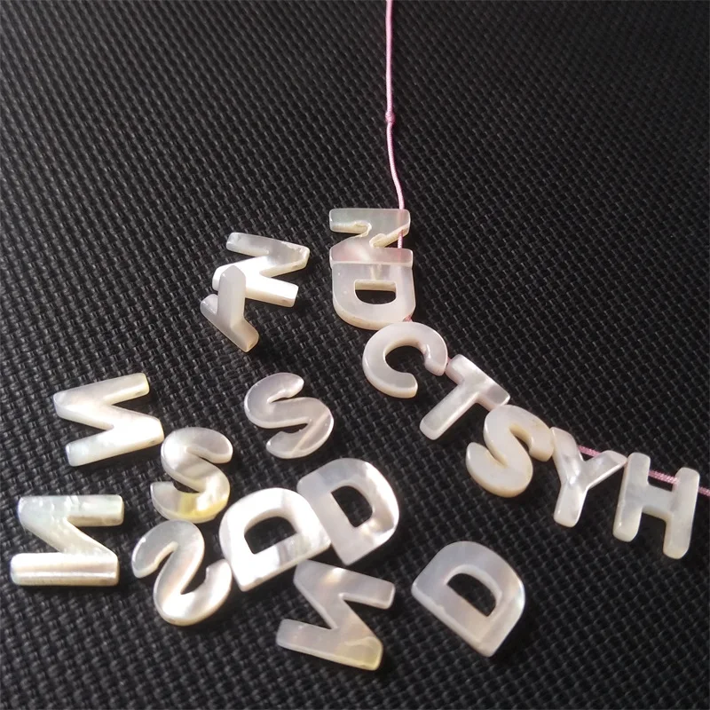 Capital ABC 26 Alphabet Shell Bead Charms White Inital Letter Natural Mother of Pearl Shell Bead for Jewelry Making DIY Handwork