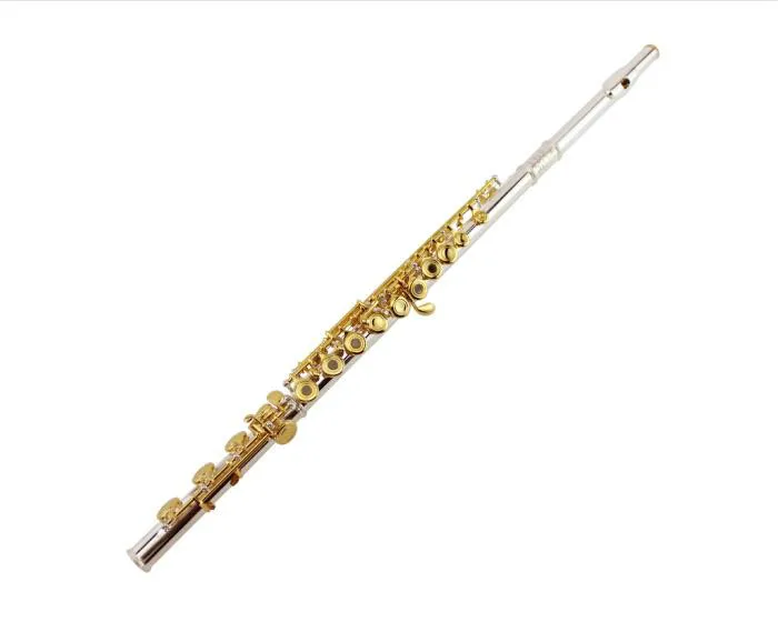 

MARGEWATE New 17 Keys Hole Open Flute Cupronickel Silver Plated Body Gold Lacquer key C Tune Flute Instrument Free Shipping