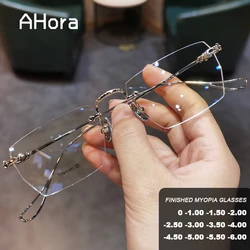 Ahora Finished Myopia Optical Glasses Frames Women Men 2022 Luxury Fashion Eyewear Frameless 0 -1.0 1.5 2.0 2.5 3.0 3.5 4.0 4.5