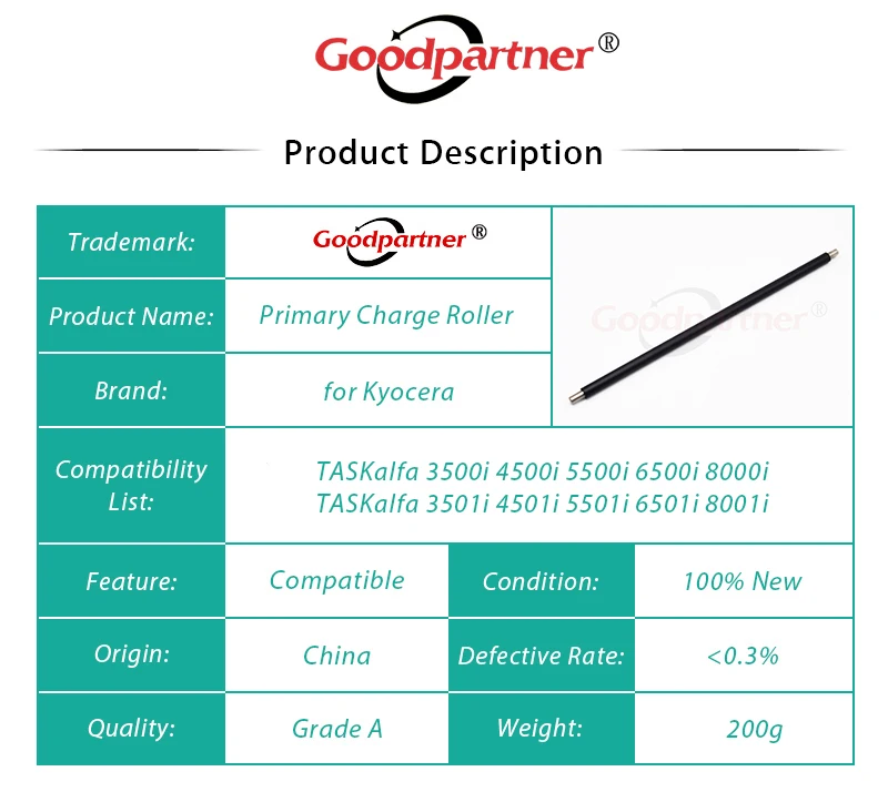 5X MC-6720 MC-6705 rodillo de carga primaria para Kyocera 3500i 4500i 5500i 6500i 8000i 3501i 4501i 5501i 6501i 8001i