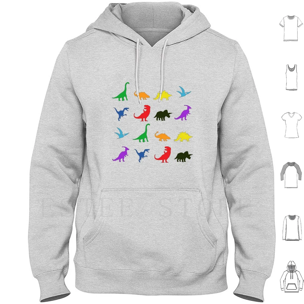 Fun Dinosaur Pattern Hoodies Long Sleeve Dinosaur Dinosaurs Dino Dinos Tyrannosaurus Rex T Rex Pterodactyl