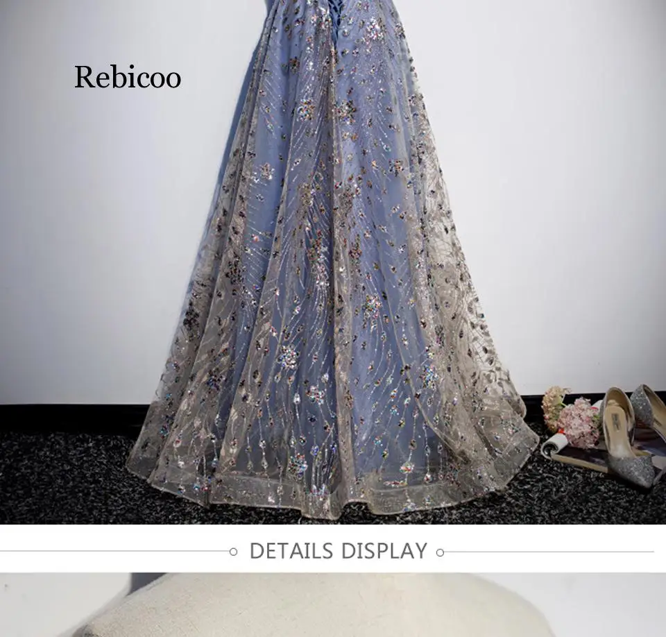 Elegant คุณภาพสูง Sequined สายชุดราตรี Bodice V คอ Velour ชุดราตรี Vestido De Festa