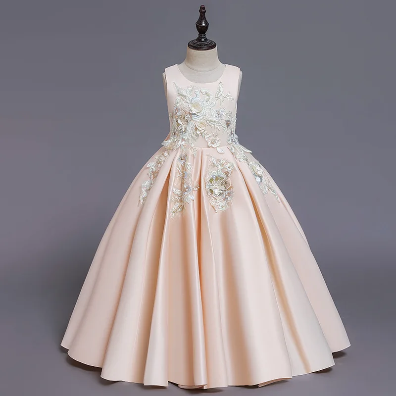 Abito da principessa da sera per bambini per la prima comunione abito lungo da sposa per bambina abito da ballo per bambini costume da spettacolo di bellezza per bambini