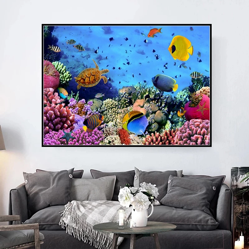 Underwater World 5D Diamond Painting Cross Stitch Kits Fish And Sea turtle Picture Of Rhinestone DIY Mosaic Diamond Embroidery