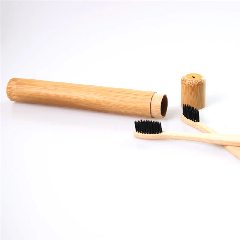 Ensemble de brosses à dents en bambou naturel pour adultes et enfants, support de voyage portable en option, étui en bambou lavable sans BPA, 1 jeu