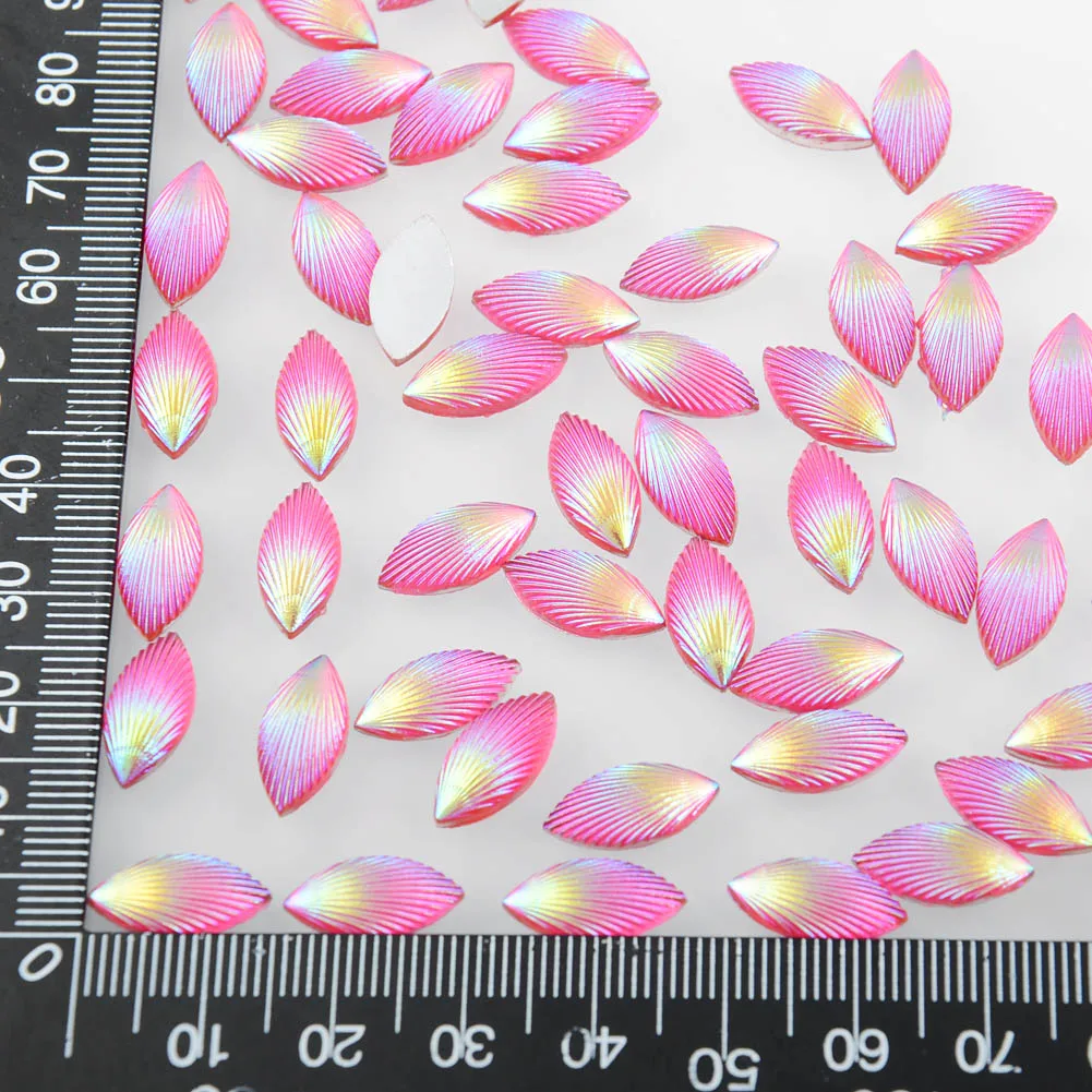 BOLIAO AB Horse eye Shape Resin 40Pcs 7*14 mm (0.28*0.55 in) Hot Pink Color Rhinestone Flatback Cell Phone Beauty Home Decor