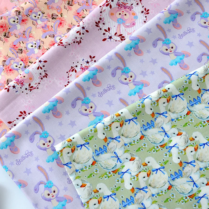 Cotton Muslin Sewing Fabric Cartoon Animals Digital Print Fabrics For Cotton Quilting Clothes Per Meters