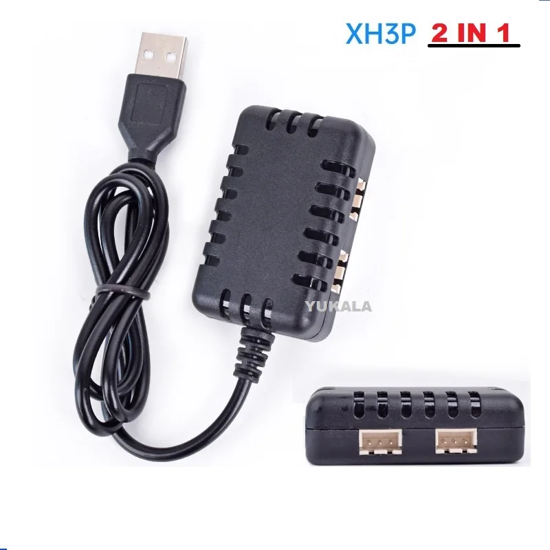 Wltoys 144001 124019 124018 XK K130 12428 12401 12402 K989 K969 RC 자동차 부품용 고속 USB 충전기, 2 in 1, 7.4V 1000Mah * 2 XH-3P