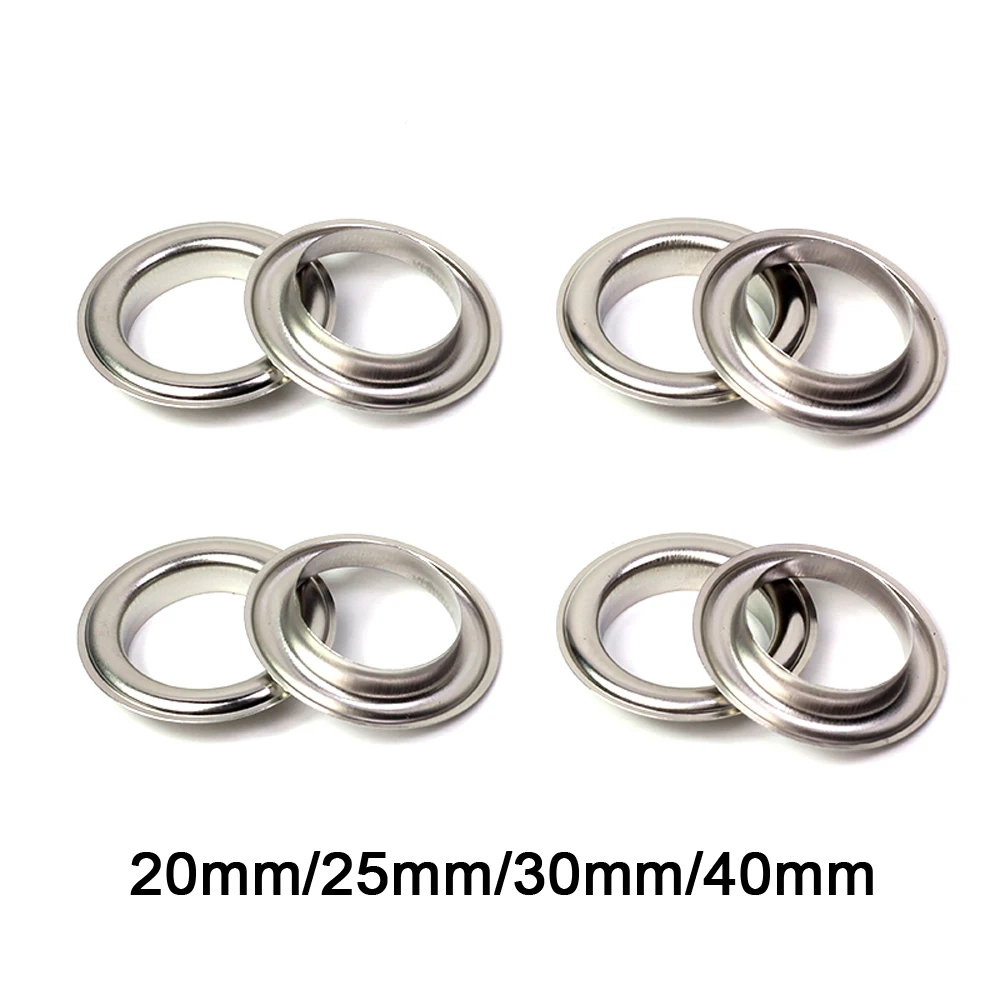 10pcs Silver Brass Eyelets with Washer 20mm 25mm 30mm 40mm Leather Craft Grommet Clothing Bags Repair Anti-Rust Round Eye Rings