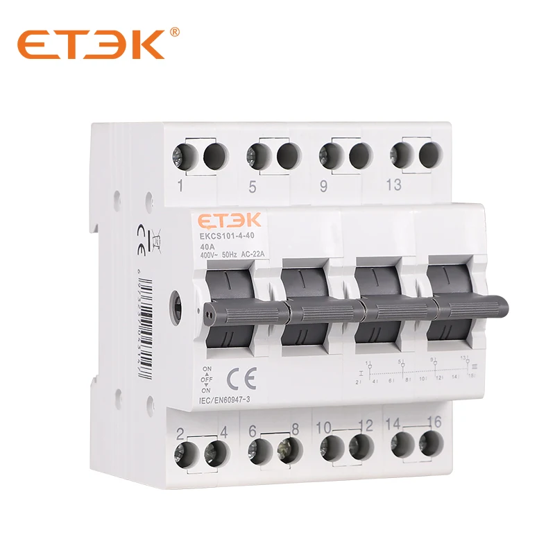 ETEK Din Rail MTS Dual Power Manual Transfer Switch Modular Changeover Switch Interlock Circuit Breaker1P 2P 4P 40A 230V EKCS101