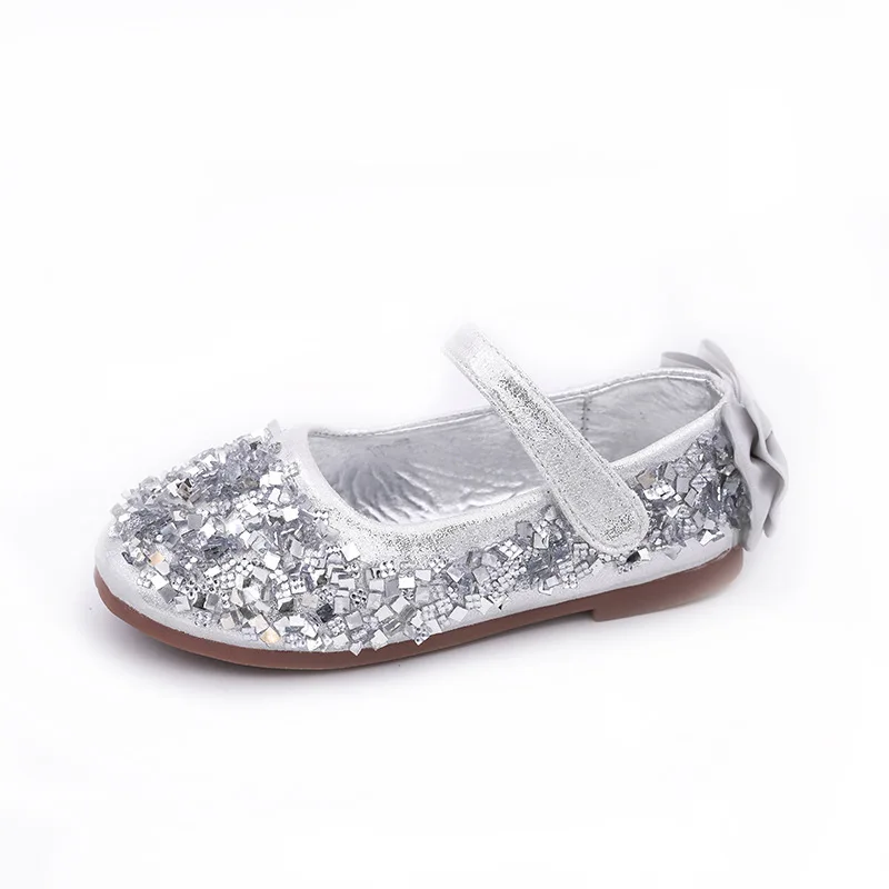 Children\'s Little Girls Glitter Sequins Gold Silver Princess Shoes For Toddler Baby Kids Wedding Party Mary Jane Dress Shoes New