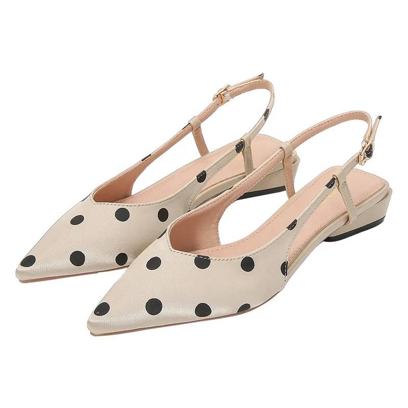 Summer Female Sandals Shallow Mouth Nice Polka Dot Wedge Sandals Shoes Women Pointed Toe Slingbacks Pumps Women\'s Shoes