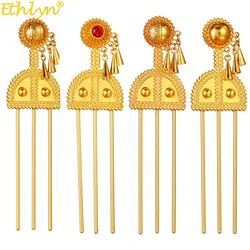 Vintage Ethiopian  Hair Sticks Gold Color African Bridal Wedding  Hairpins Hair Clip Traditional Jewelry African Female P220