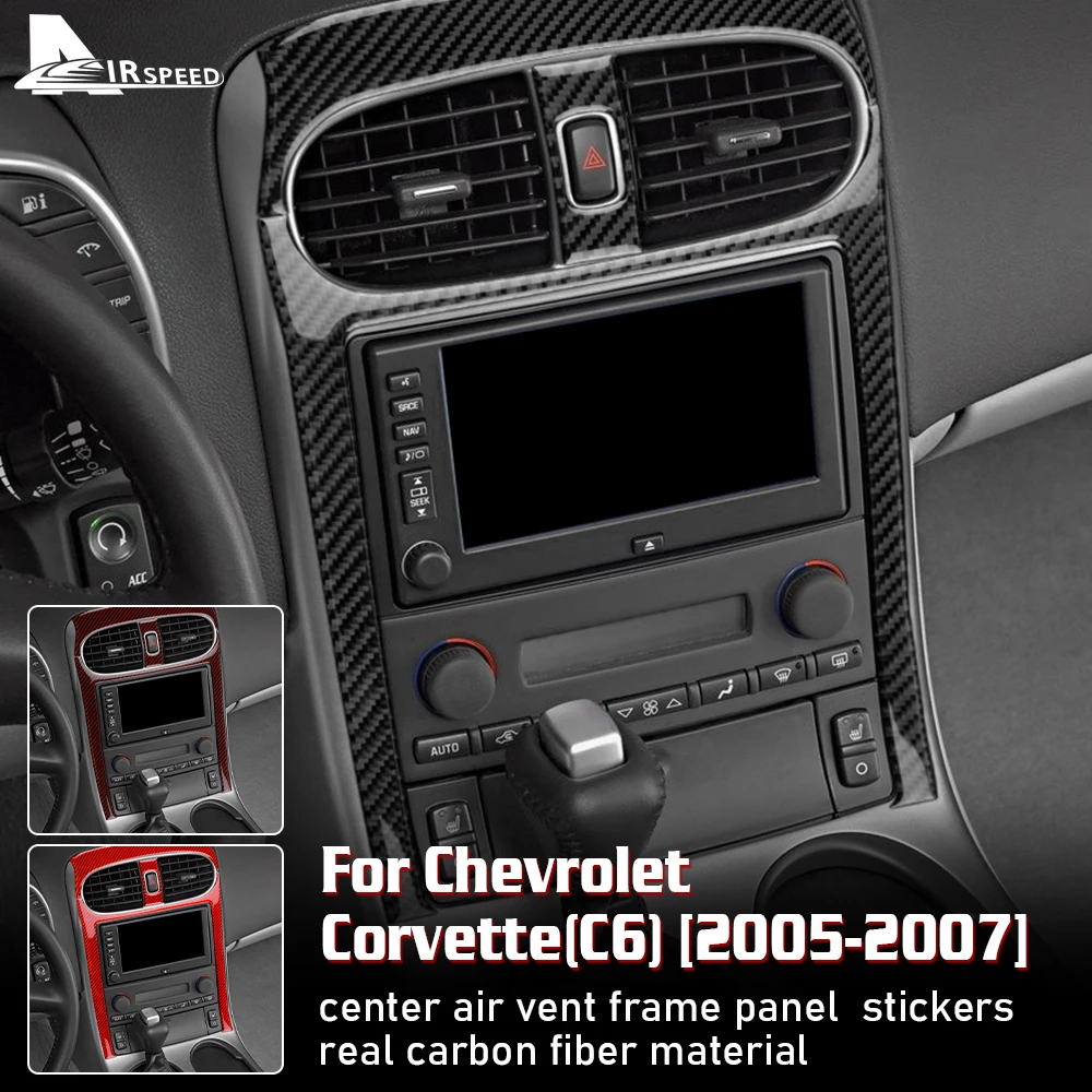 Carbon Fiber for Chevrolet Corvette C6 2005 2006 2007 Accessories Car Center Air Outlet Vent Panel Cover Sticker Interior Trim