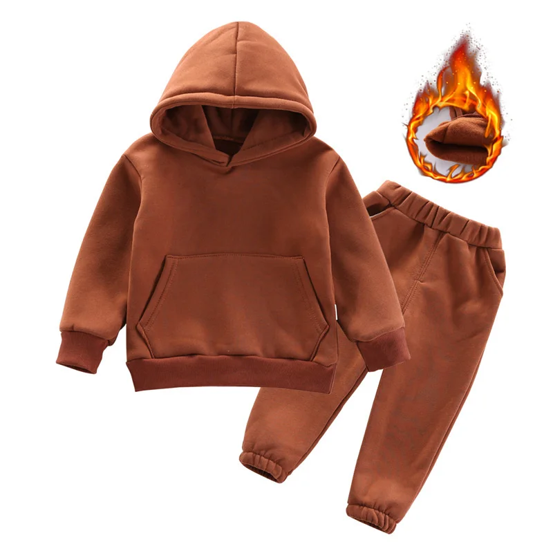 New Autumn Winter Fashion Baby Boys Girls Clothes Children Thicken Hoodies Pants 2Pcs/Set Toddler Sports Costume Kids Tracksuits