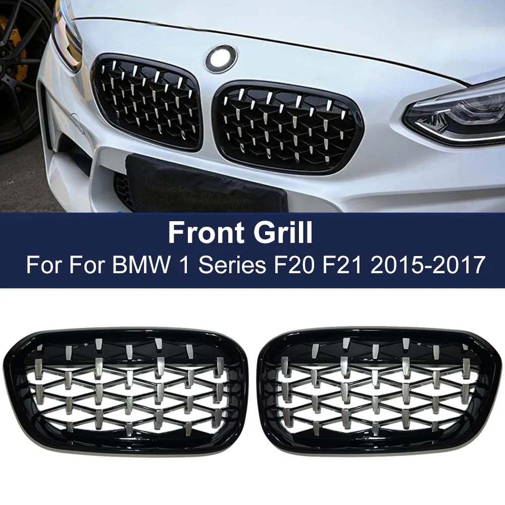 

Car Front Bumper Grilles Diamond Grill For BMW 1 Series F20 F21 LCI 2016 2017 ABS Meteor Grills Kidney Replacement Racing Grille