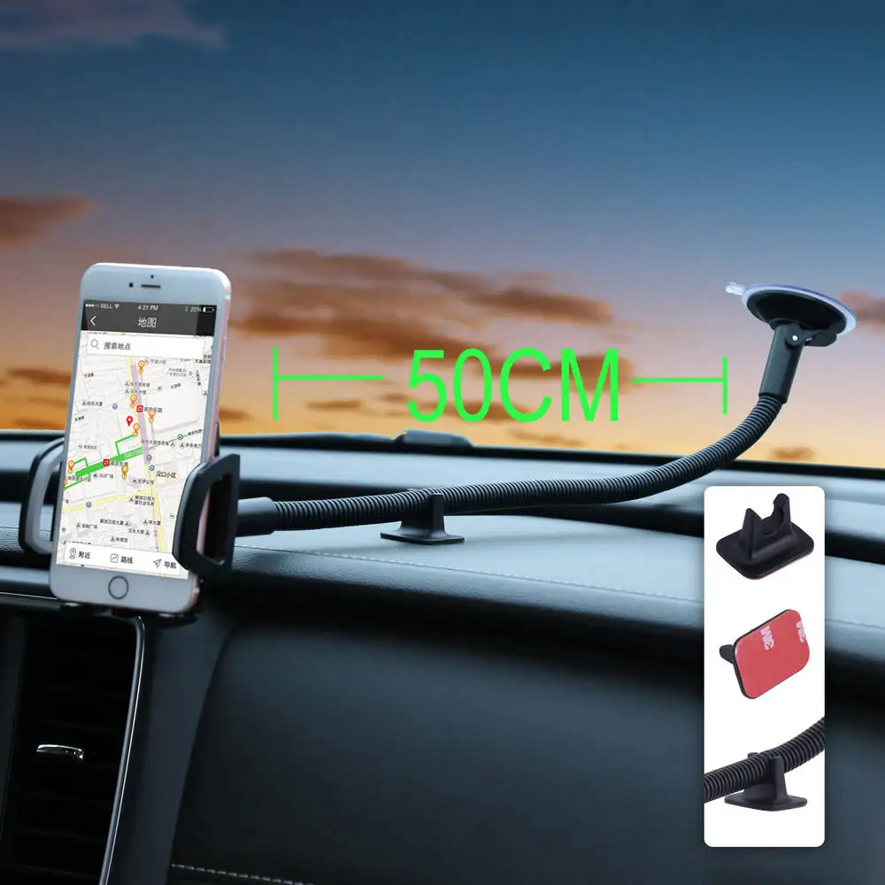 Windshield Car Phone Mount Universal Cell Phone Holder Car Long Arm Holder for iPhone Xs Max R X 8 Plus 7 Plus 6S Samsung Galaxy