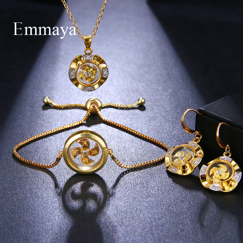 Emmaya Ingenious Design Fan-shape Jewellry Sets For Female In Bridal Party Eye-catching Necklace Earring Bracelet Fashion Trend