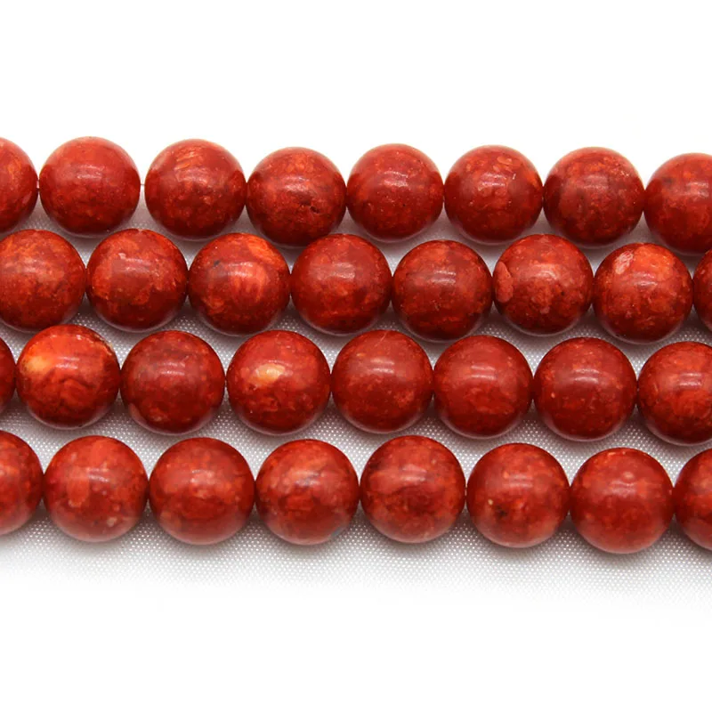 Grass Red Coral Beads Round Sapcer Loose Beads For Jewelry Making DIY Bracelet Necklace 15