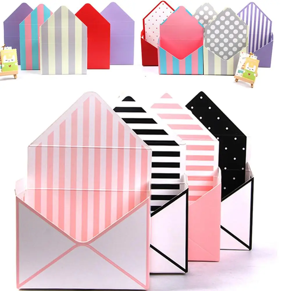 Striped Romantic Envelope Flower Box Florist Bouquet Paper Packing Handmake Storage Box for Wedding Engagement Party Decor