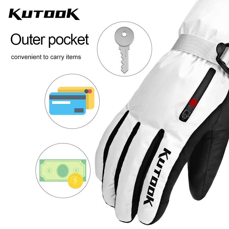 KUTOOK Skiing Gloves Winter Thermal Bicycle Cycling Snowboard Gloves Touchscreen Waterproof for Bike Motorcycle Ski Accessories