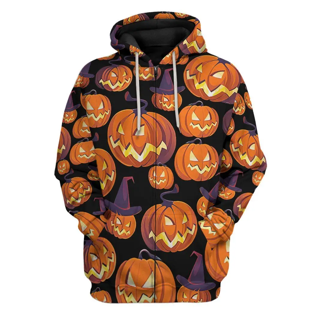 Angry Pumpkin Halloween 3D Printed Autumn Men Hoodies Unisex Casual Pullovers Zip Hoodie Streetwear sudadera hombre DW609