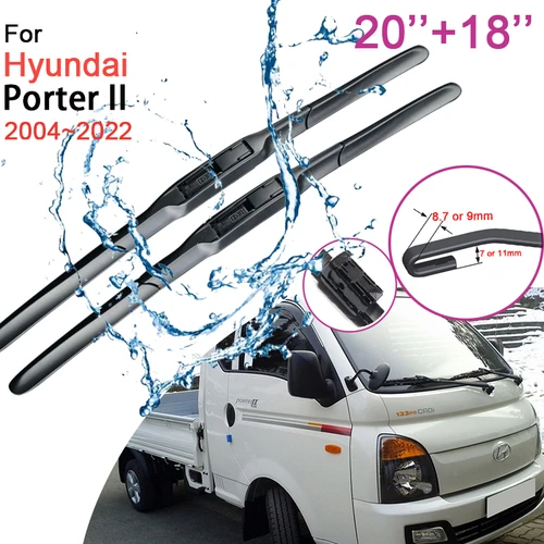 Imagen 1 del producto Escobillas de limpiaparabrisas delantero de coche para Hyundai Porter II H-100 2004 ~ 2022 2005 2006 accesorios de raspado de nieve de goma sin marco