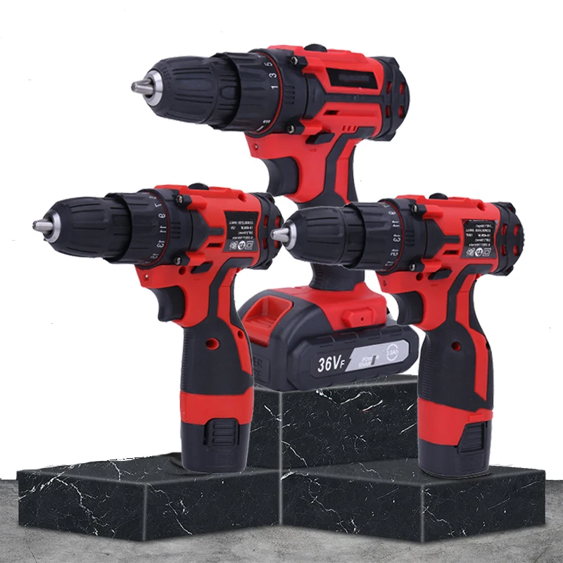 

12V 18V 36V Impact Drill 35 N.m Cordless Drill Electric Screwdriver Rechargeable Battery Mini Power Multitool LED Power Tools