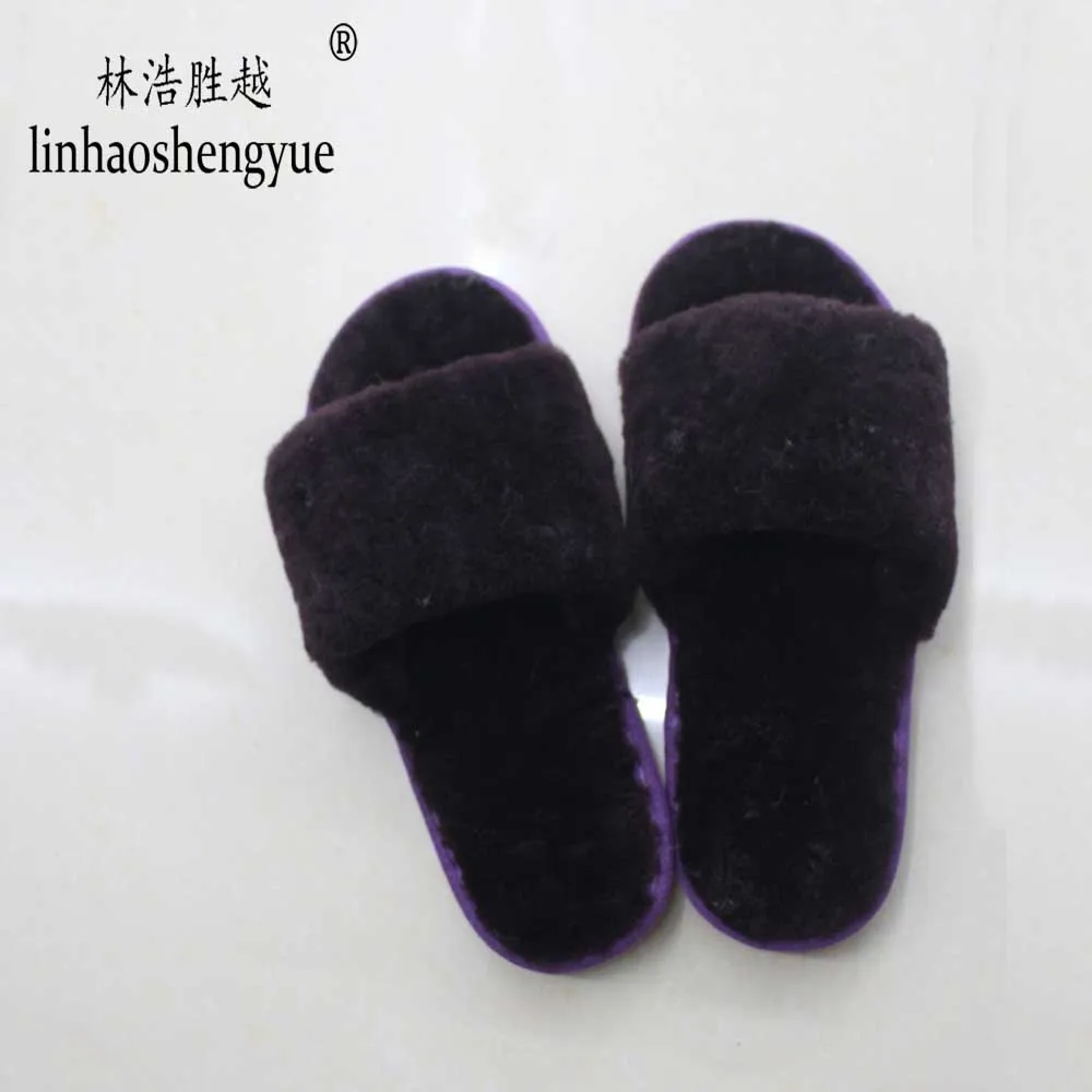 linhaoshenyue 2020 hot  real  sheepskin  fur  Slipper for women home shoes Suitable for winter and autumn